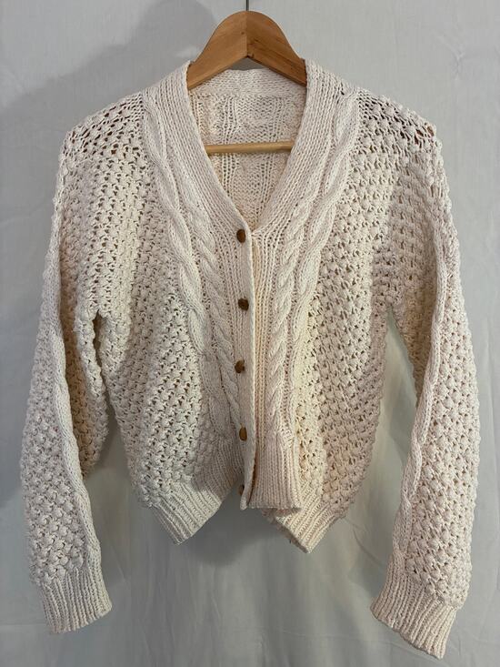 made in uruguay Sweaters - Cotton cable knit cropped cardigan sweater